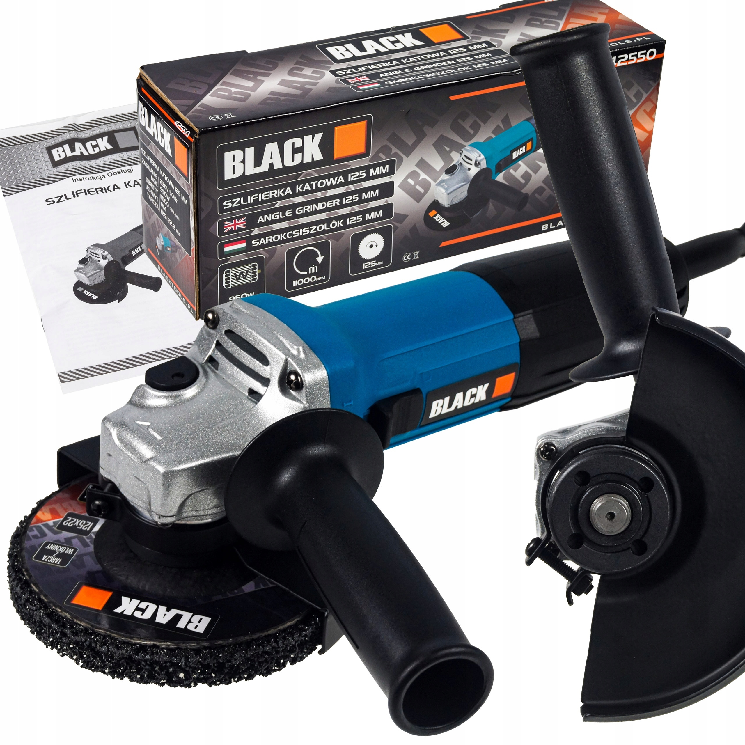 SZLIFIERKA KĄTOWA 125MM 950W BLACK + 5 TARCZ Rodzaj szlifierka kątowa