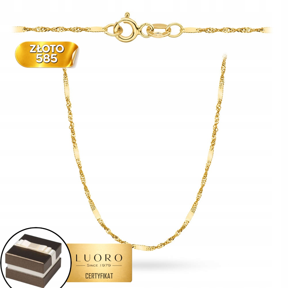 Řetízek Zlatý 585 14K Vazba Singapur Plech 42 CM Elegantní
