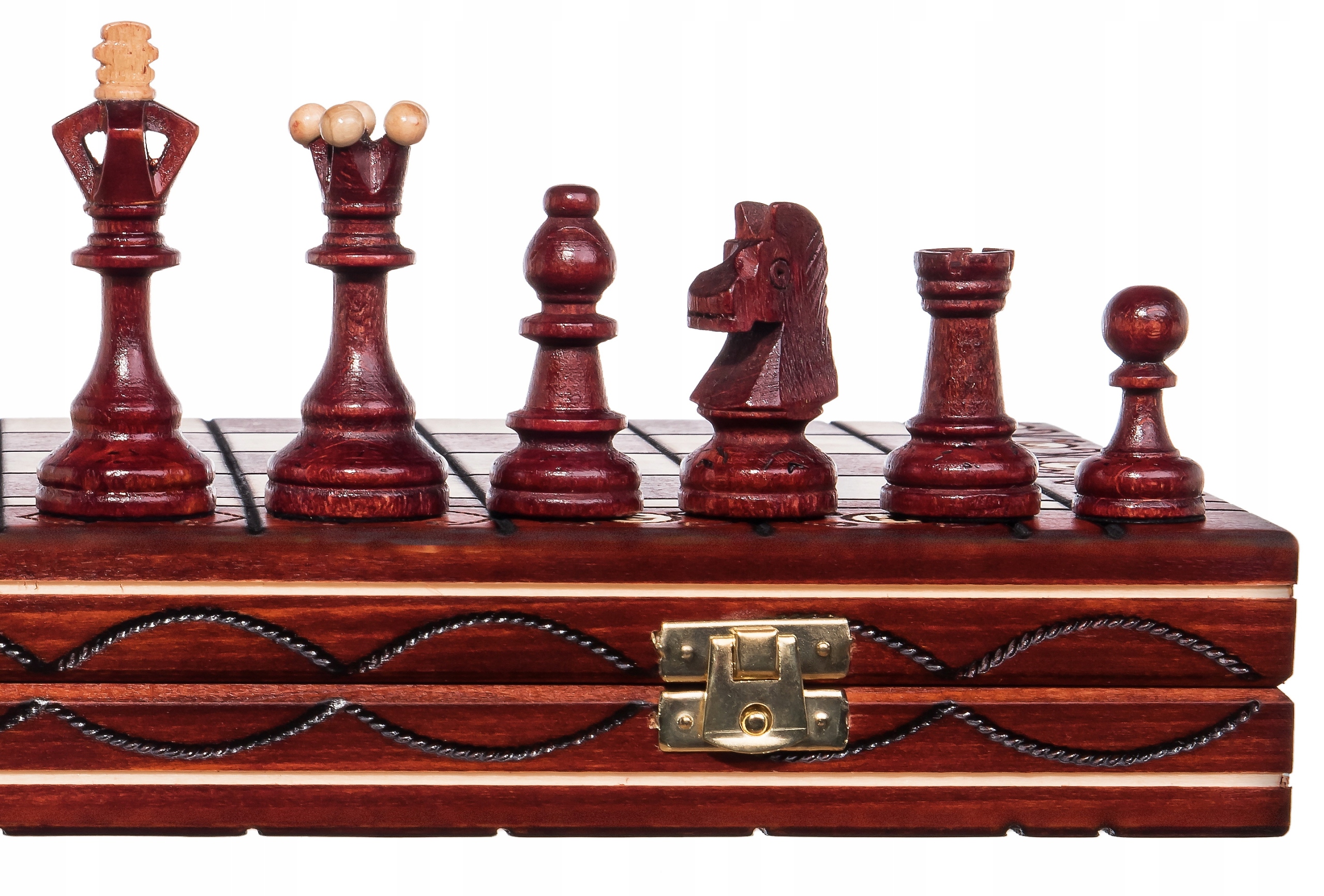 SZACHY SENATOR DREWNIANE MAHONIOWE 42 DUŻE WYPALANE KLASYCZNE GRA PLANSZOWA Język instrukcji inna