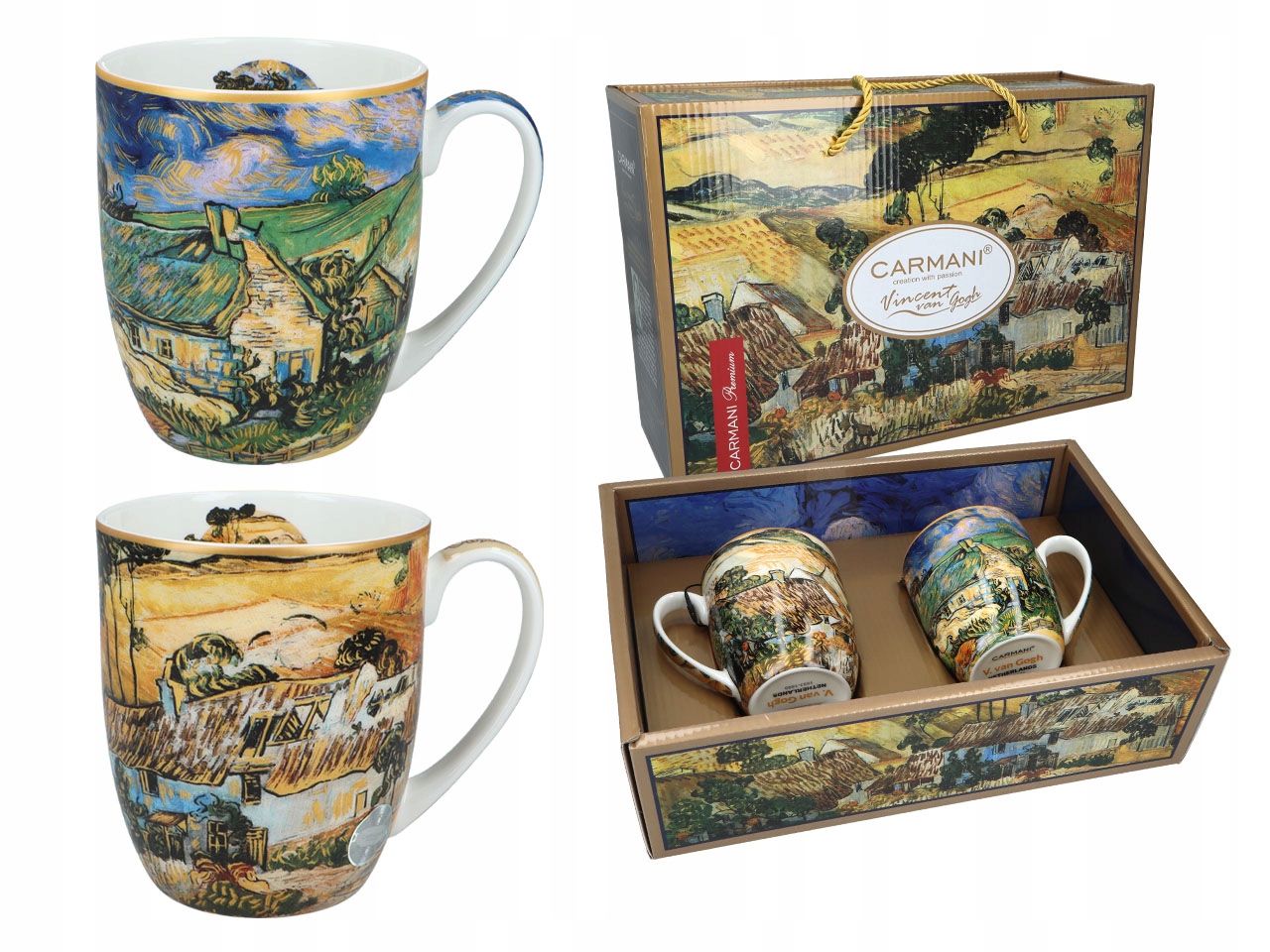Sada 2 Pohárov Van Gogh Chaty S Krycím Povrchom Carmani Darčeková Sada