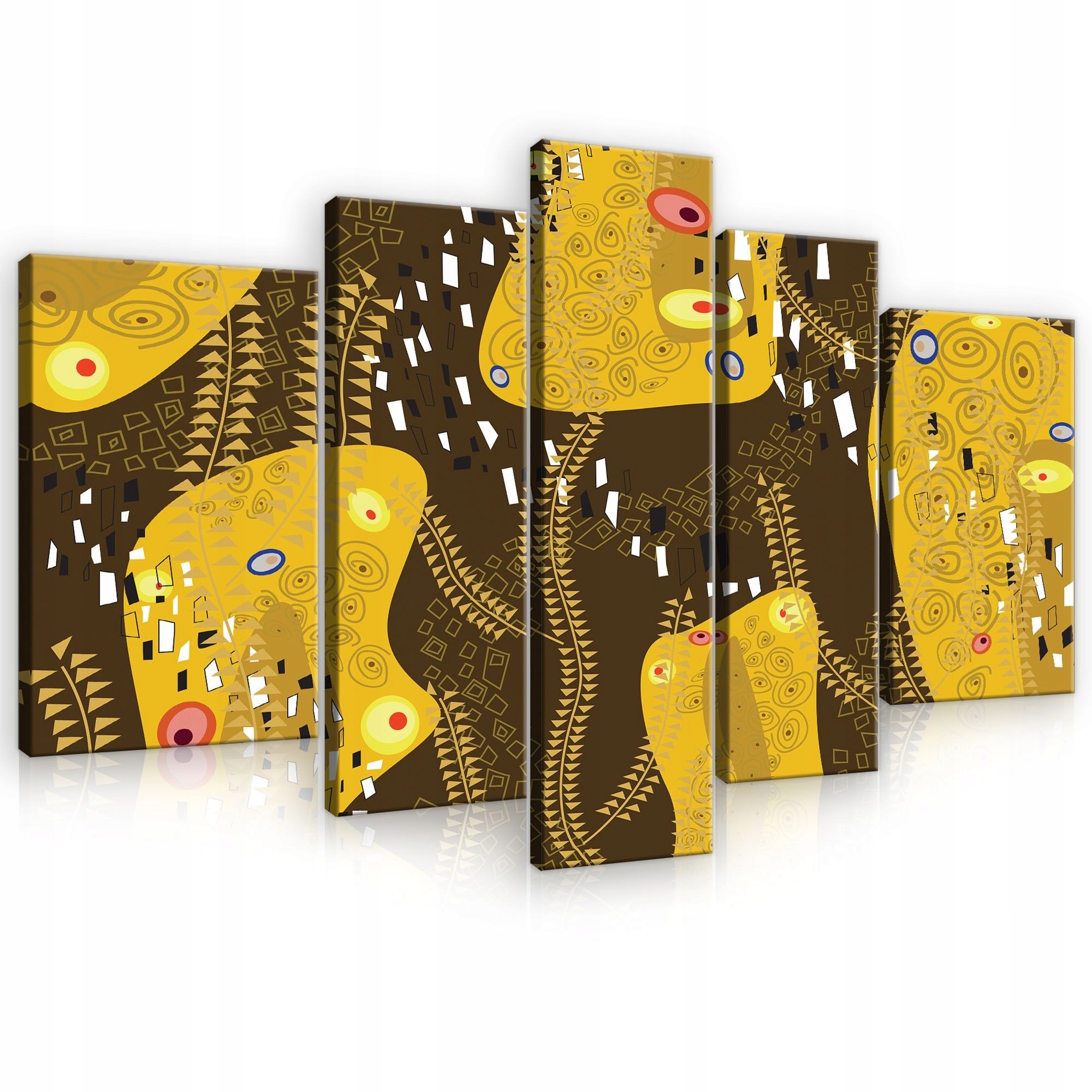 Obraz 170x100 modulární polyptych bez rámu Klimt zlato hnědý abstraktní