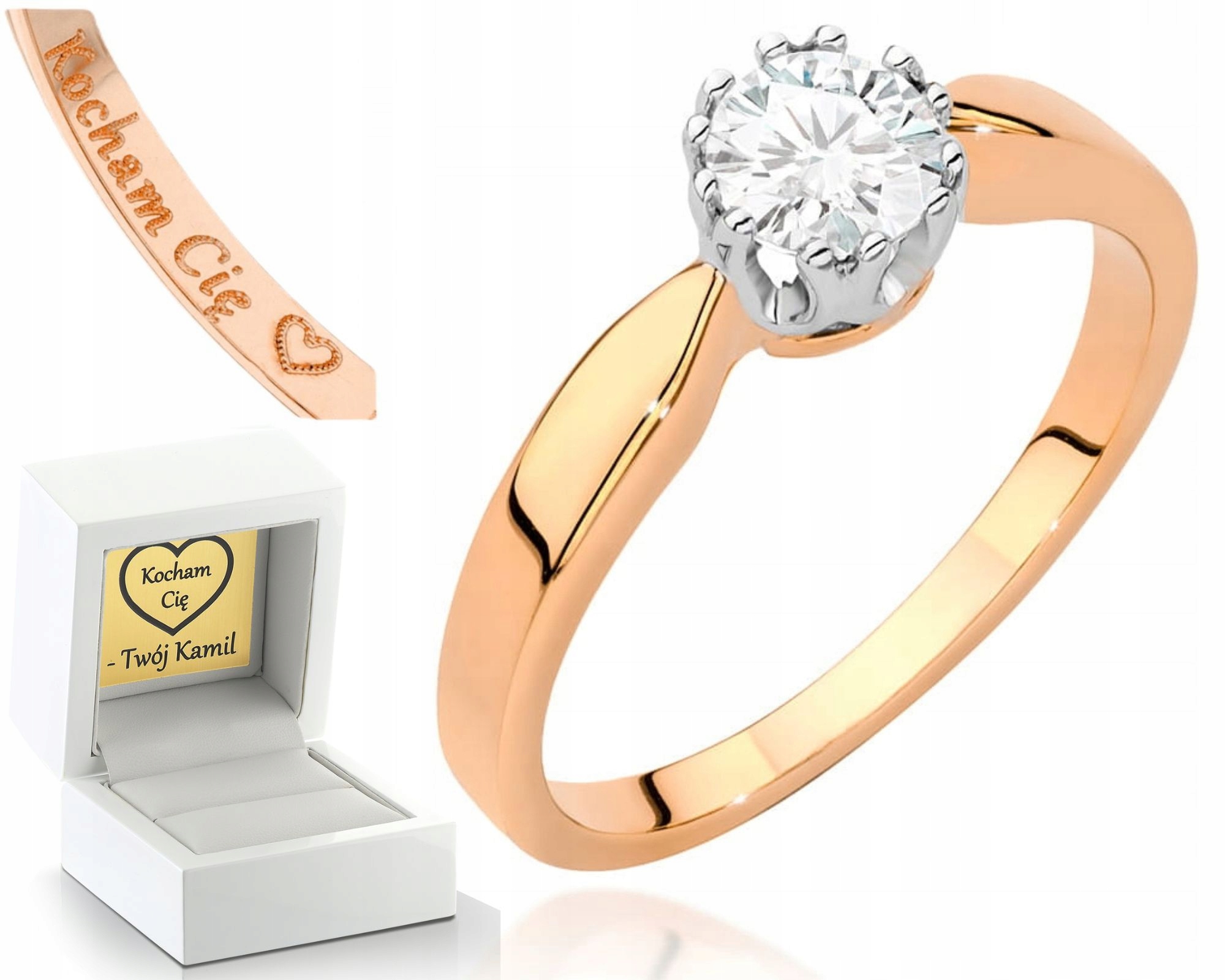 Růžové Zlato Prstýnek S Briliantem 585 Gravírování Bonus