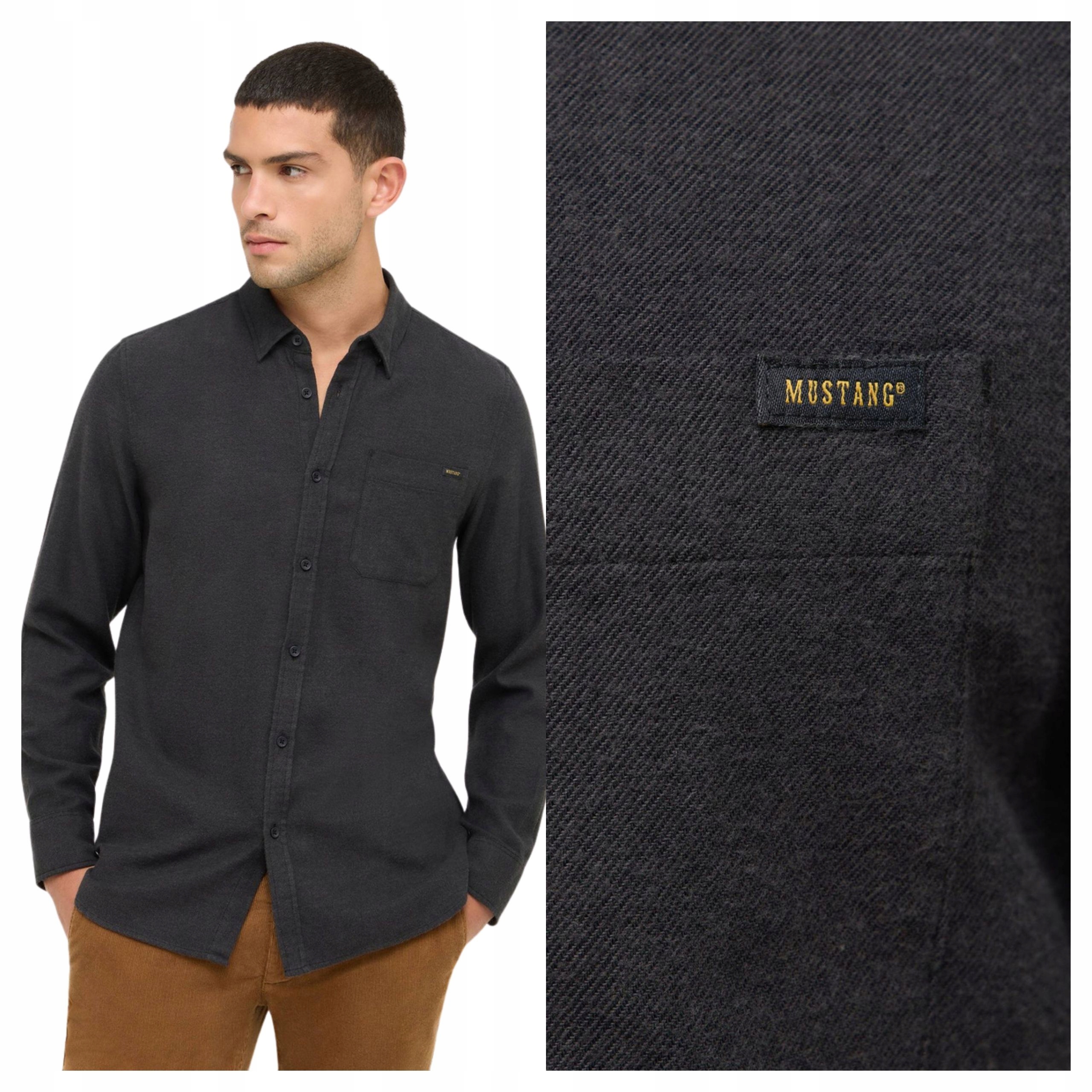 Pánská košile Mustang Eastbridge Bavlněná černá Regular XL