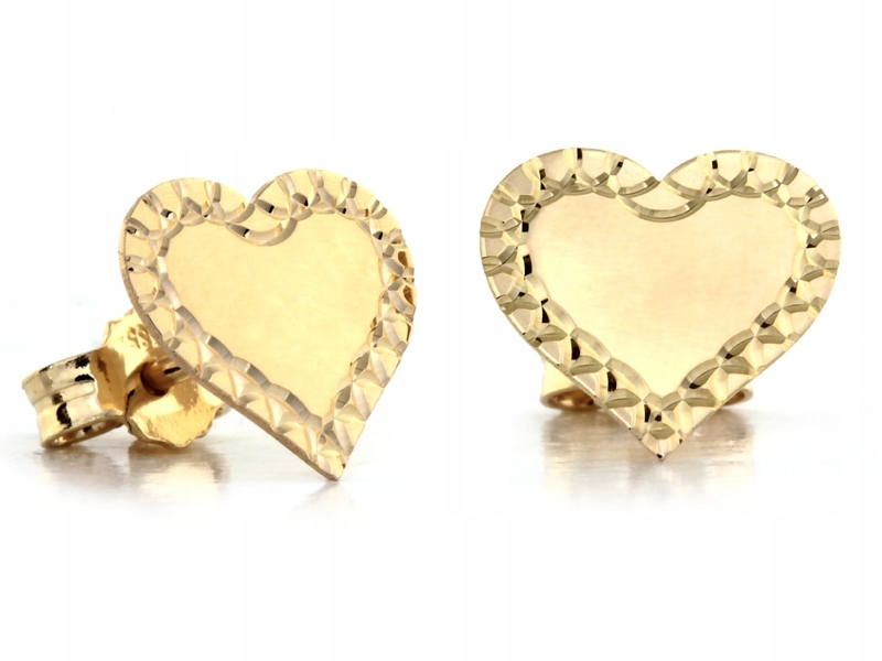 Náušnice zlaté 585 14k srdíčko na tyčince 1.19g pro ženy