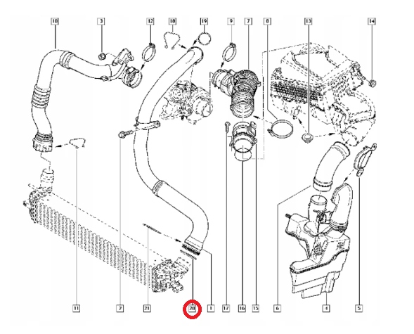 USZCZELKA PRZEWODU TURBO RENAULT LAGUNA III 2.0dCi Numer katalogowy części 7701068601
