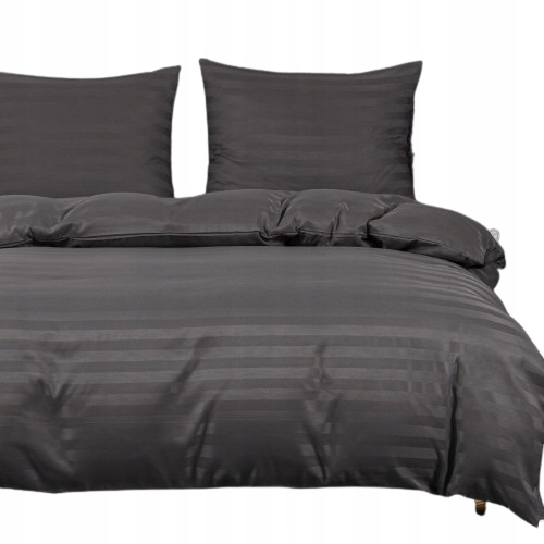 Pościel Ciemno-szara pasy 180x200- 3 cz.