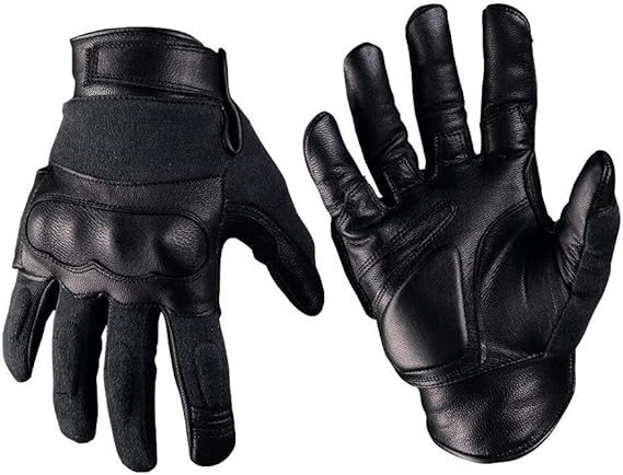 Mil-Tec Rękawice Taktyczne Skórzane Czarne