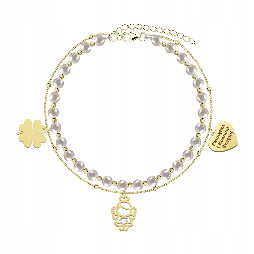 

Pozłacana Bransoletka z Aniołem I Komunia Święta