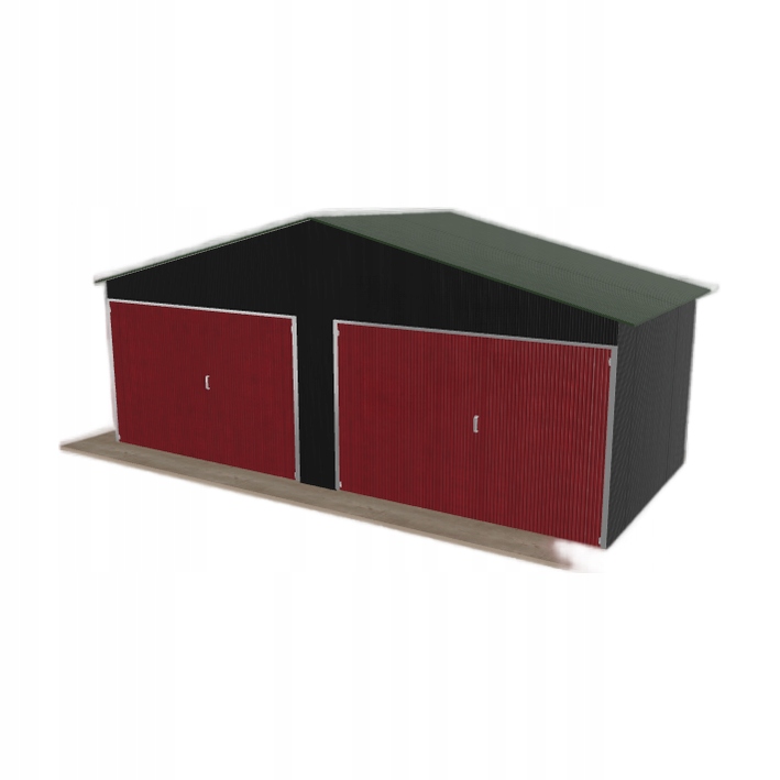 Plechová garáž 6.5 x 3 m dvoupolohová, dvoupolohová, černá