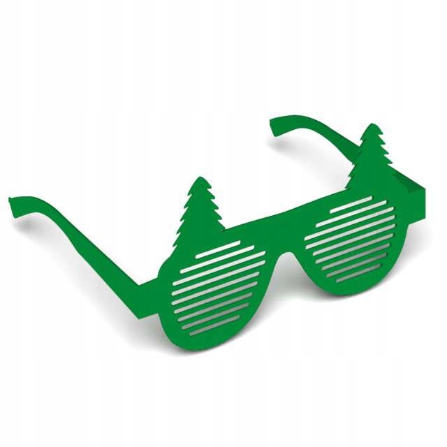 OKULARY papier ŚWIĘTA zielone CHOINKI świerki x6