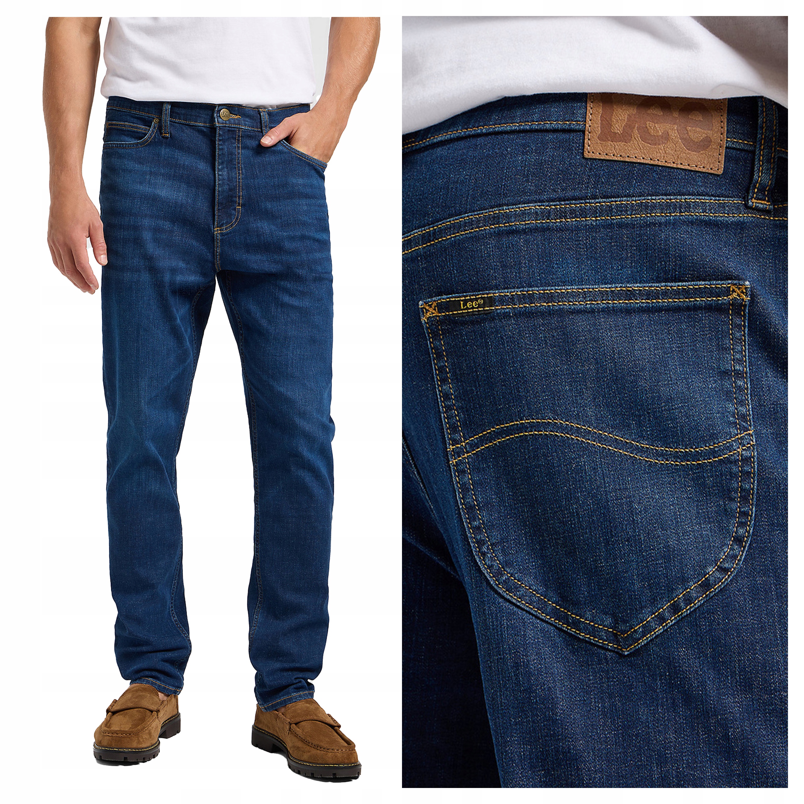 Pánské kalhoty Lee Austin Jeansové Regular Fit Klasické Tmavě modré W32 L34