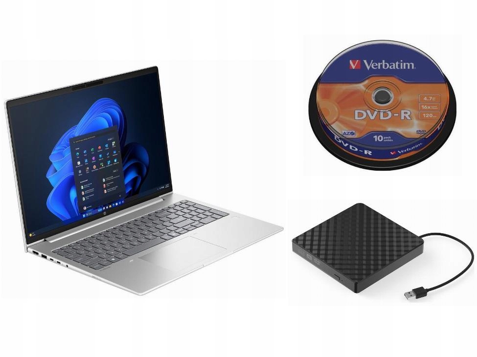 Laptop Hp Windows 11 Pro Amd Ryzen 7 Zewnętrzny Napęd DVD 10 Płyt DV