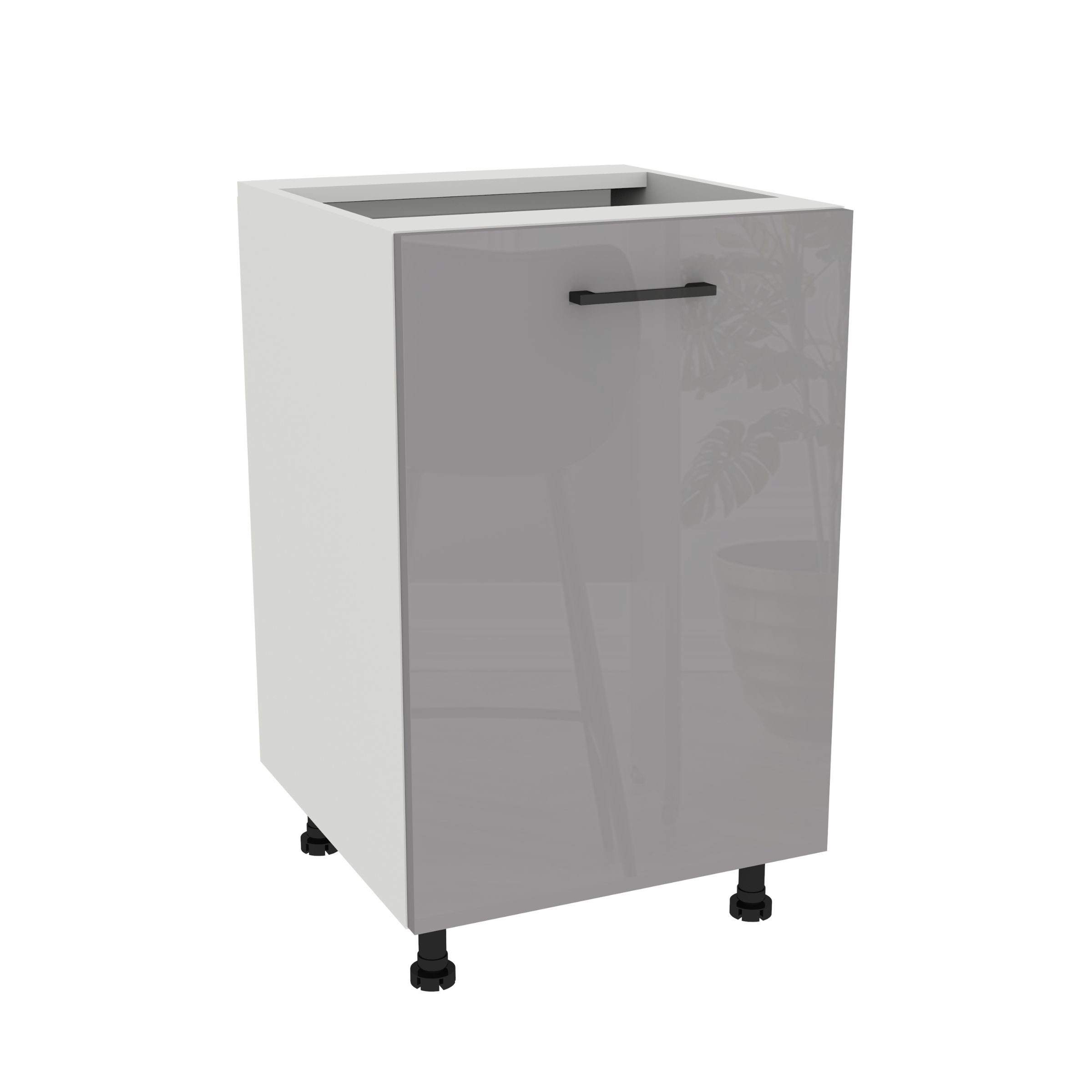 Dolní kuchyňská skříňka 50 Capri korpus Bílá přední strana Šedá Akryl Lesk