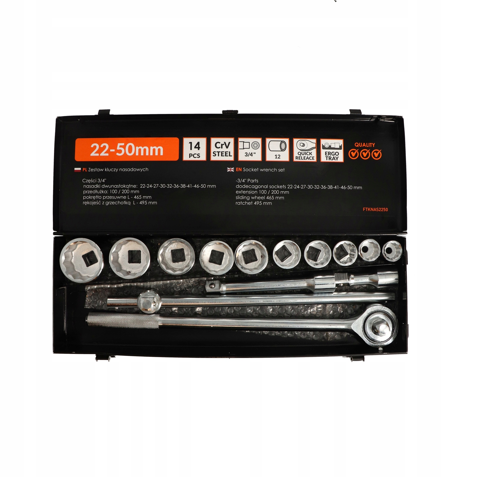 FASTER TOOLS Zestaw 14 cz. 3/4" 22-50 mm Kod producenta 252