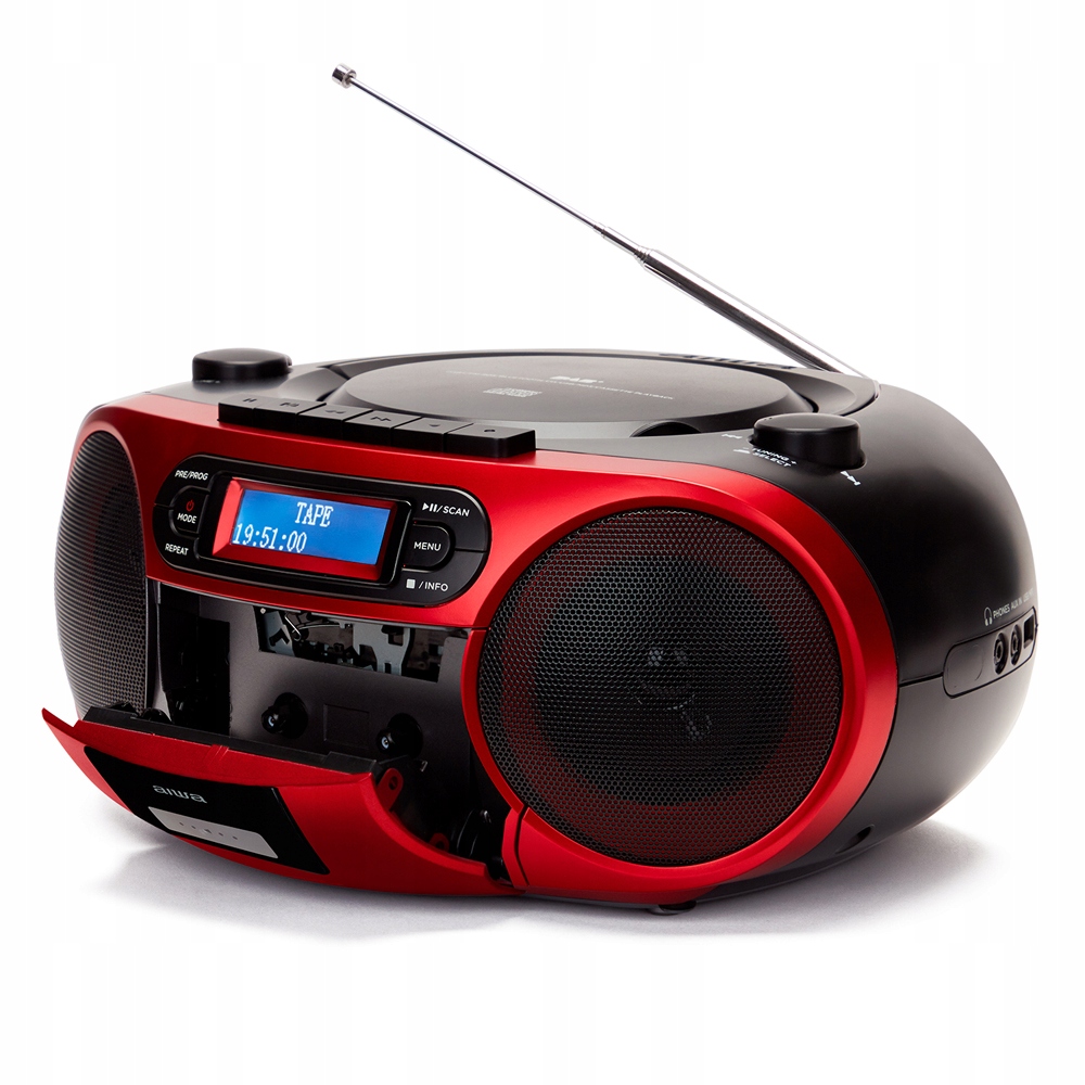 BOOMBOX RADIOODTWARZACZ AIWA BBTC-660DAB/RD DAB+ BLUETOOTH CD FM BUDZIK Kolor czerwony