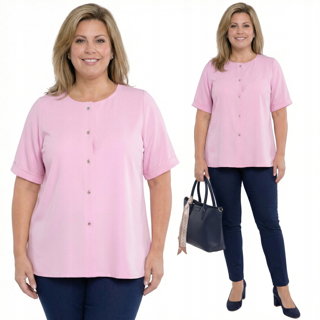 Světle růžová halenka s knoflíky plus size velikost 60/62