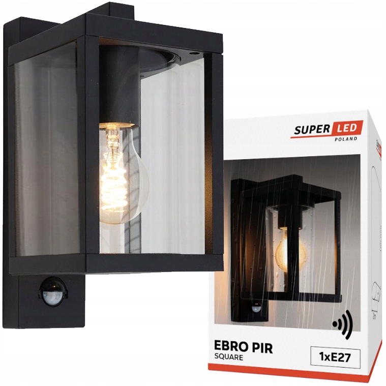 Fasádní lampa Zahradní nástěnné svítidlo E27 Led Lucerna s Pir senzorem Aluminium