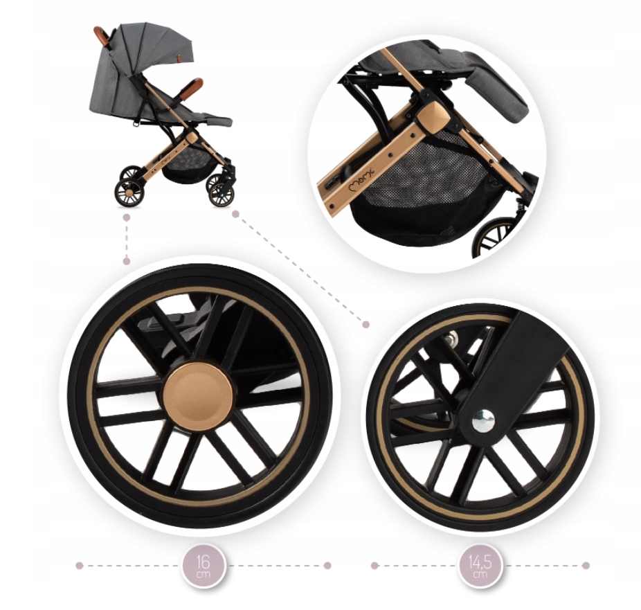 Wózek spacerowy SPACERÓWKA WALIZKA MoMi Estelle Szerokość produktu 51 cm