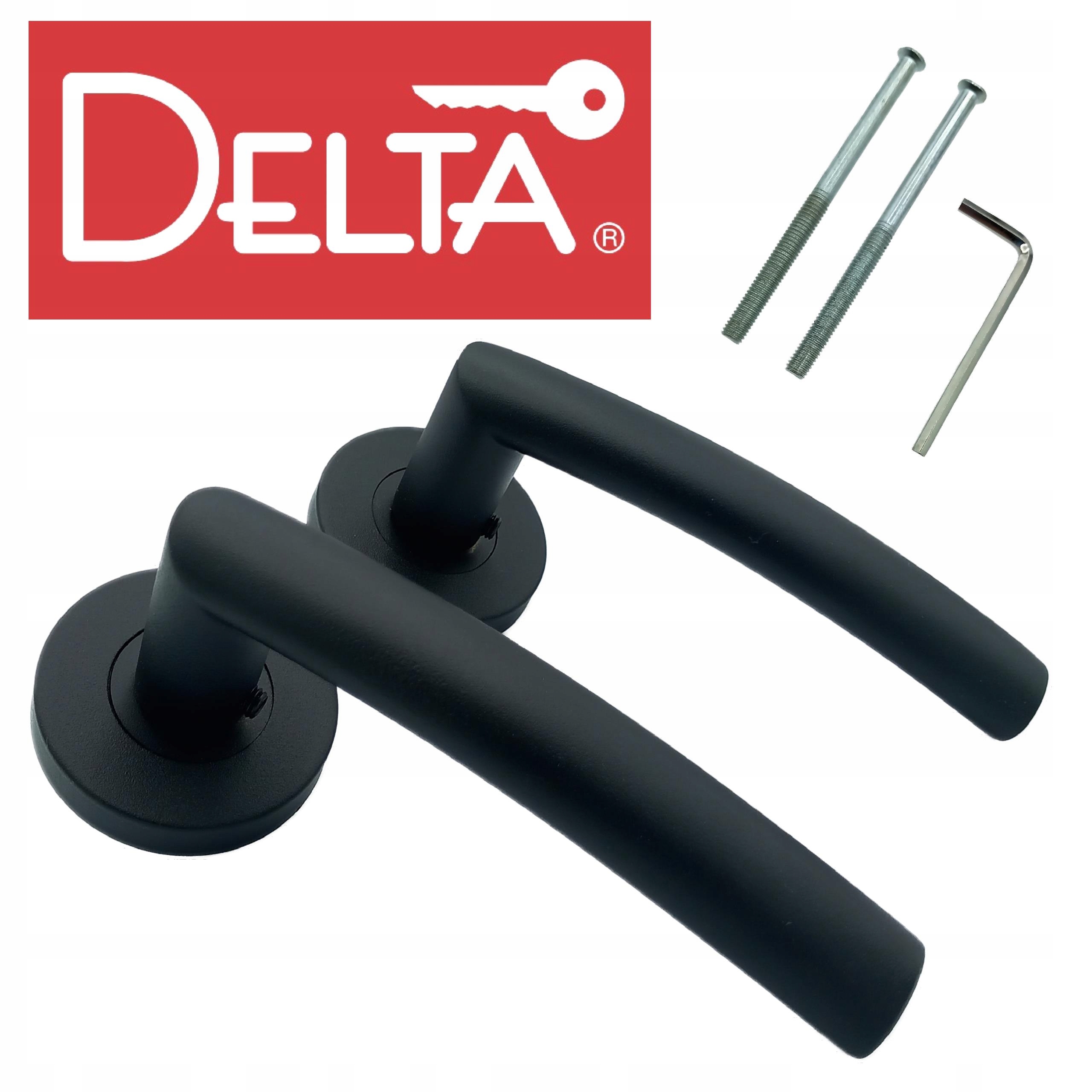 Klika Delta Vera Black Černá Matná Pro Dveře Tloušťky 47-70 mm Rozeta 57 mm