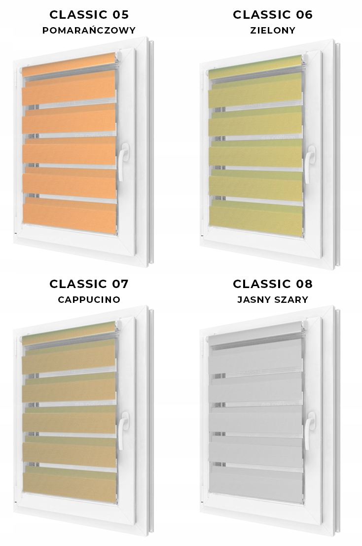 Rolety Dzień Noc na wymiar z napinaczem 42x150 cm Długość 150 cm