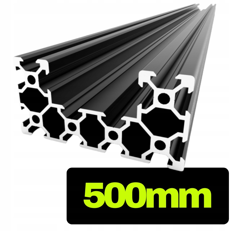 Profil aluminiowy C-beam V-slot czarny o długości 50 cm Profil 40x80