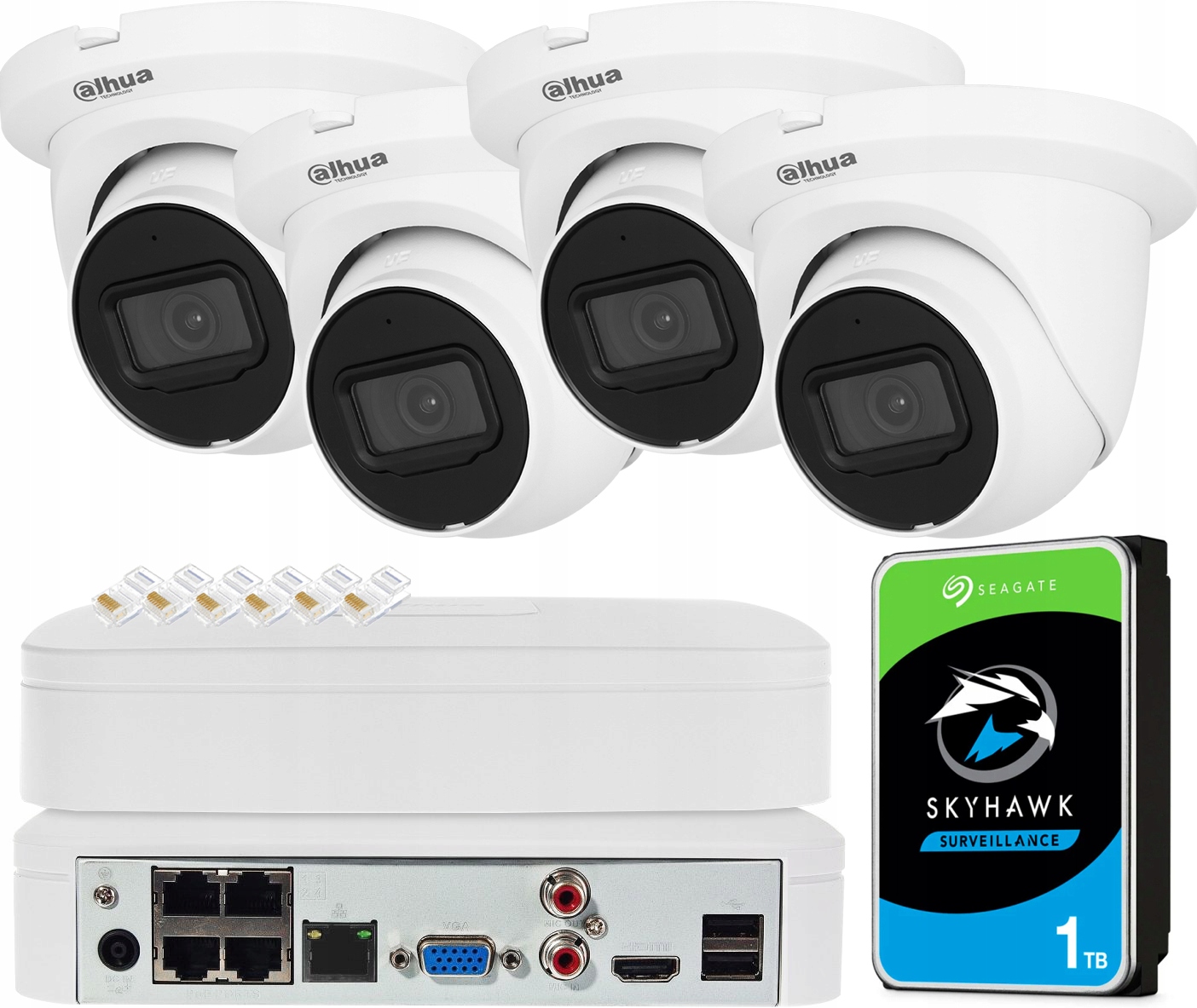 Sada na monitorovanie 4 kamier IPC-HDW2541TM-S-0280 5MPx Dahua WizSense Ir Led