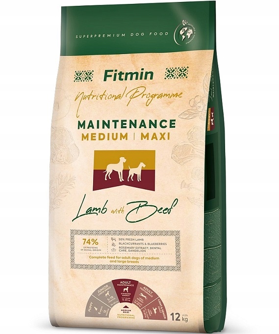 Fitmin Dog Medium Maxi Maintenance Lamb Beef 12kg