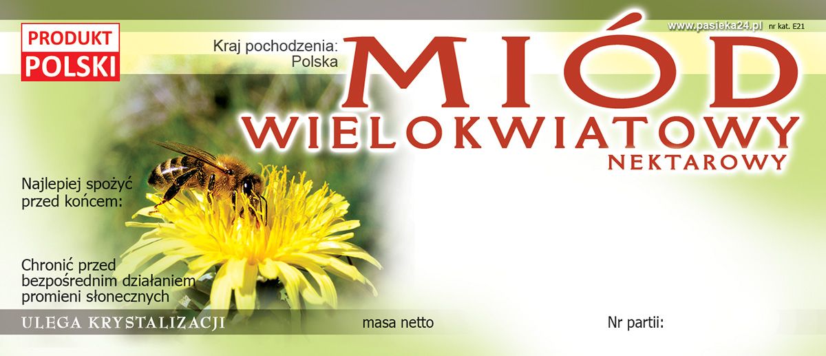 

Etykiety samoprzylepne na miód wielokwiatowy 100sz