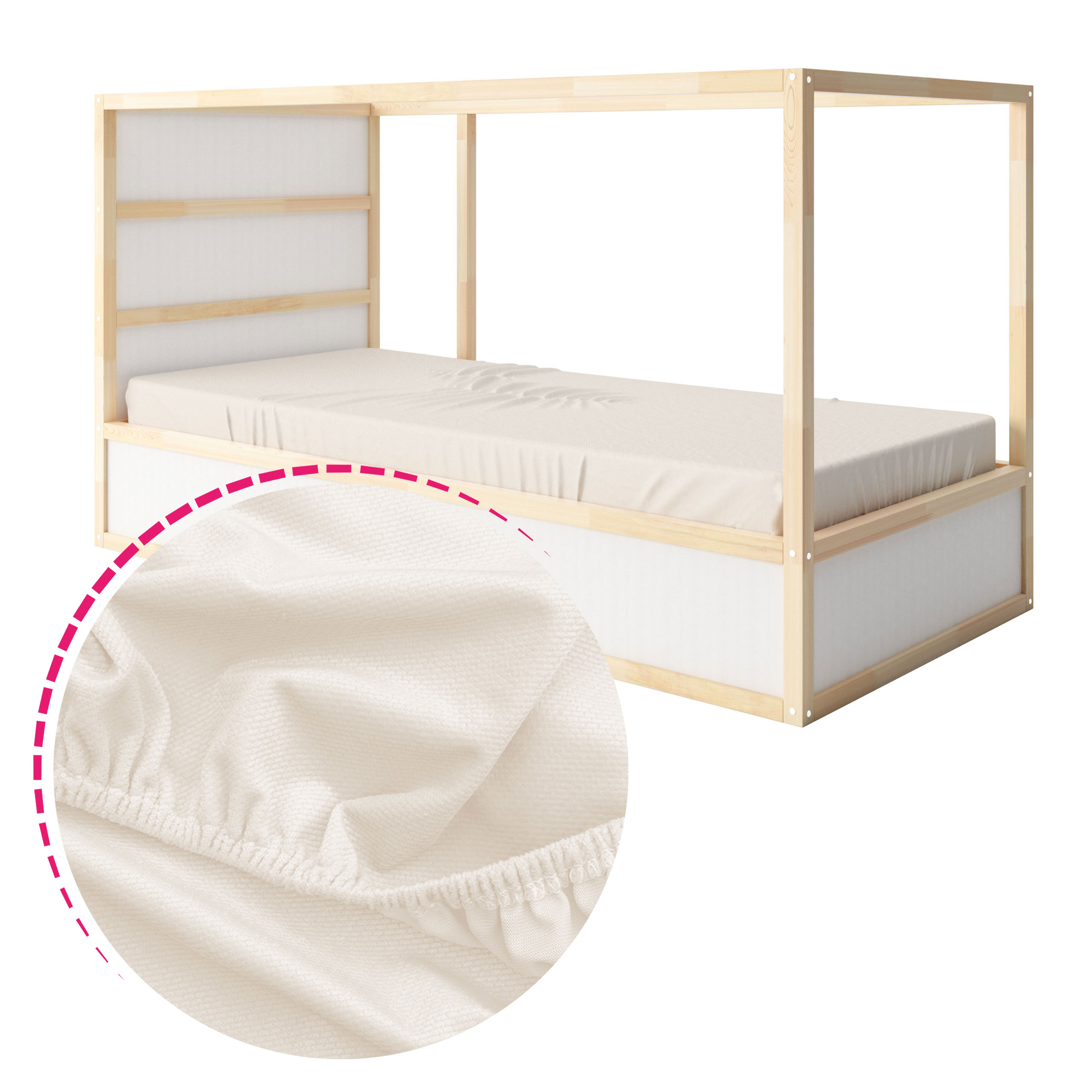 Povlak na postel 200x90 Přehoz na matrace s gumou Velvet Slonová kost