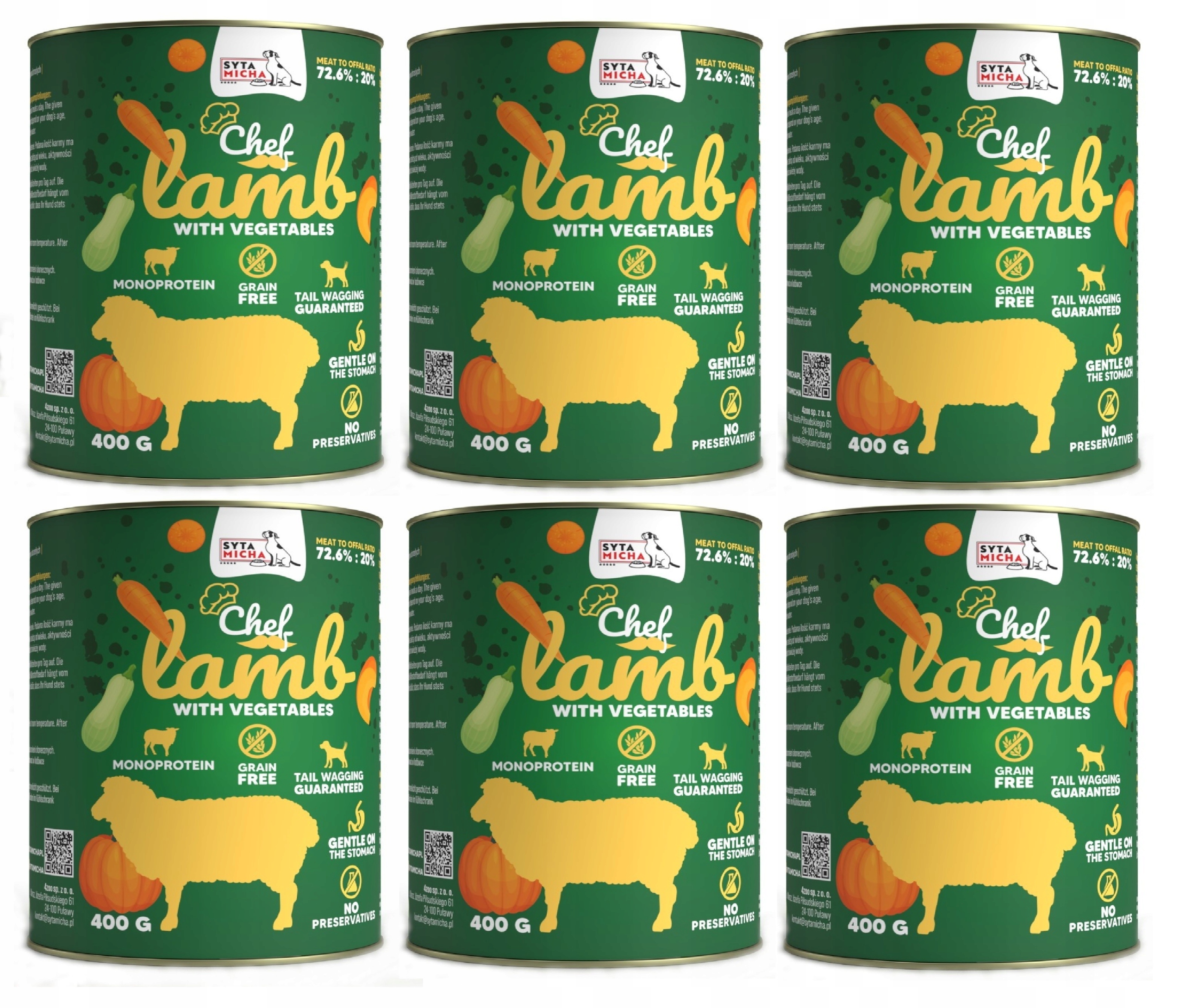 Syta Micha Karma mokra Jagnięcina z warzywa 6x400g
