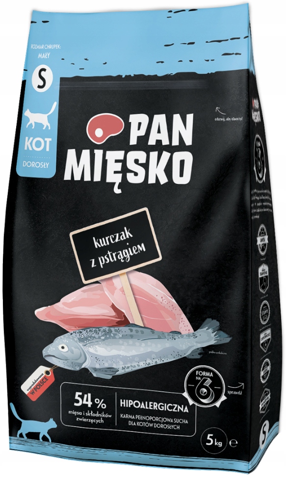 Levně Pan Mięsko suché krmivo pro kočky kuře s pstruhem velikost S 5 kg