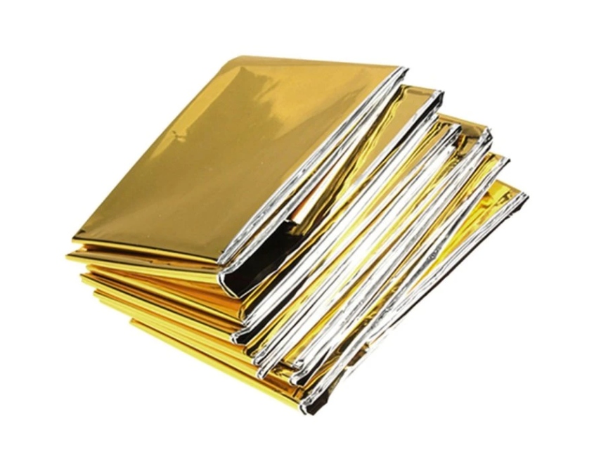 Izotermická folie 150 cm x 210 cm zlato/stříbro 100 ks