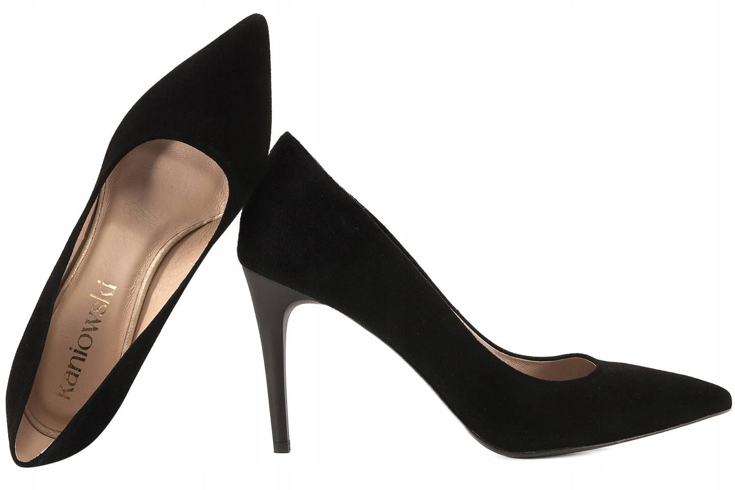 Kaniowski K-100/02 Dámské Kožené Lodičky Semišové, černé 37