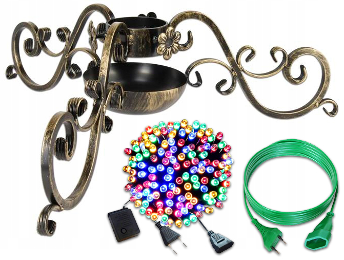 STOJAK POD NA CHOINKĘ ZESTAW LAMPKI 200LED + KABEL
