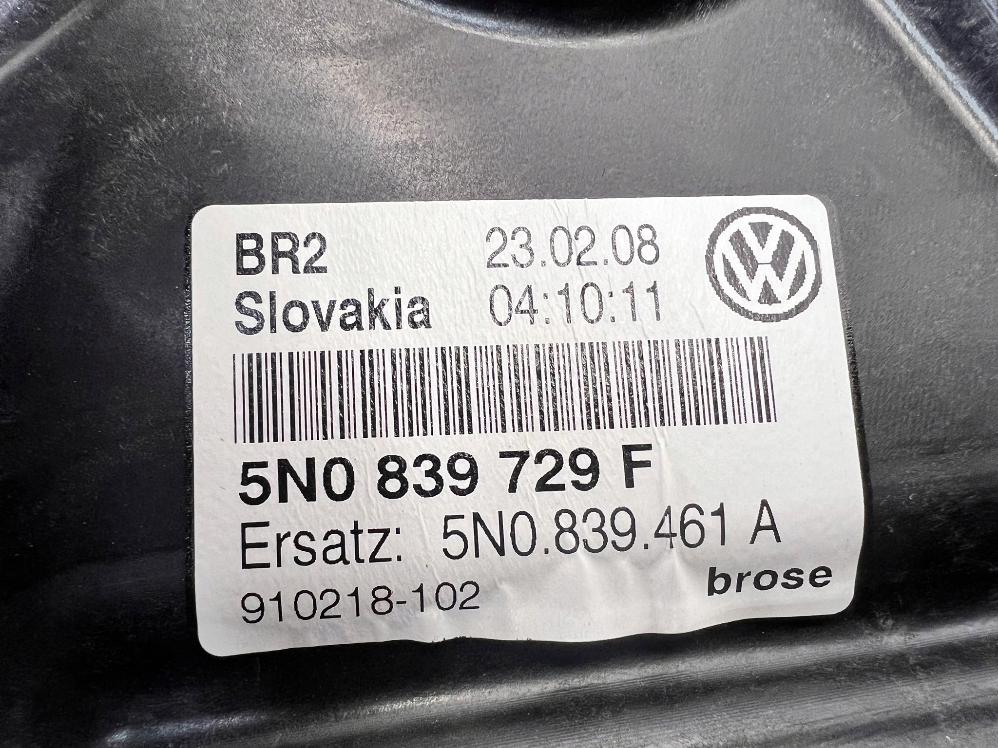 mechanism lifting windows left rear part VW TIGUAN 5N0839729F