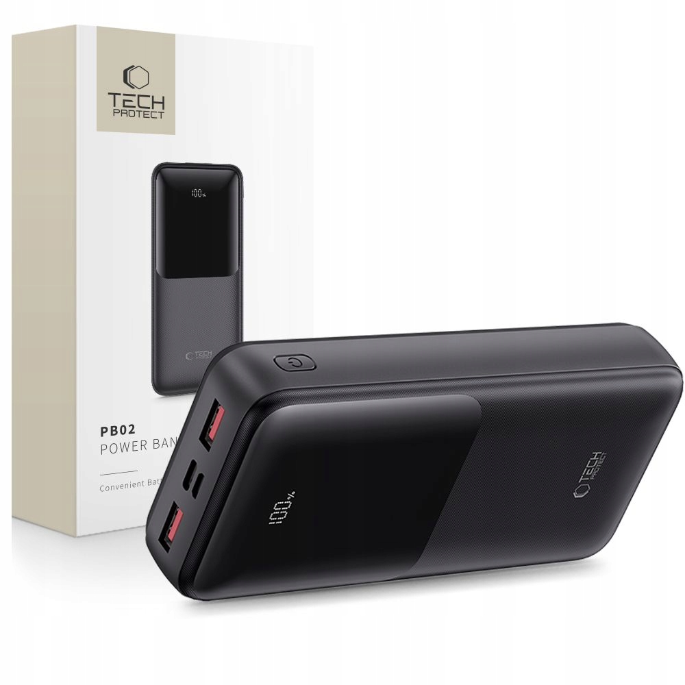 Tech-protect Power Bank PB02 20000MAH 22.5W Pro Telefony Rychlé Nabíjení