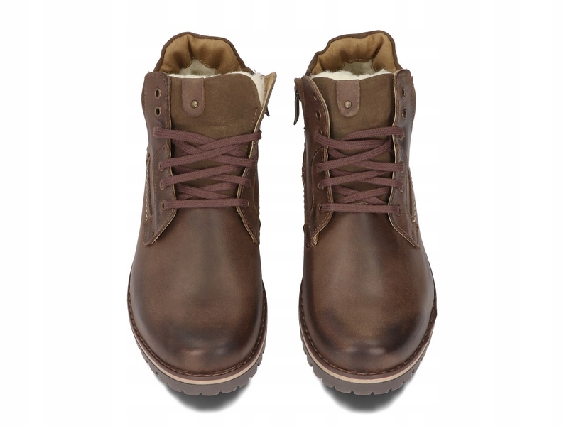 TRZEWIKI MĘSKIE BUTY OCIEPLANE SKÓRA 885 BRĄZ 46 Oryginalne opakowanie producenta pudełko