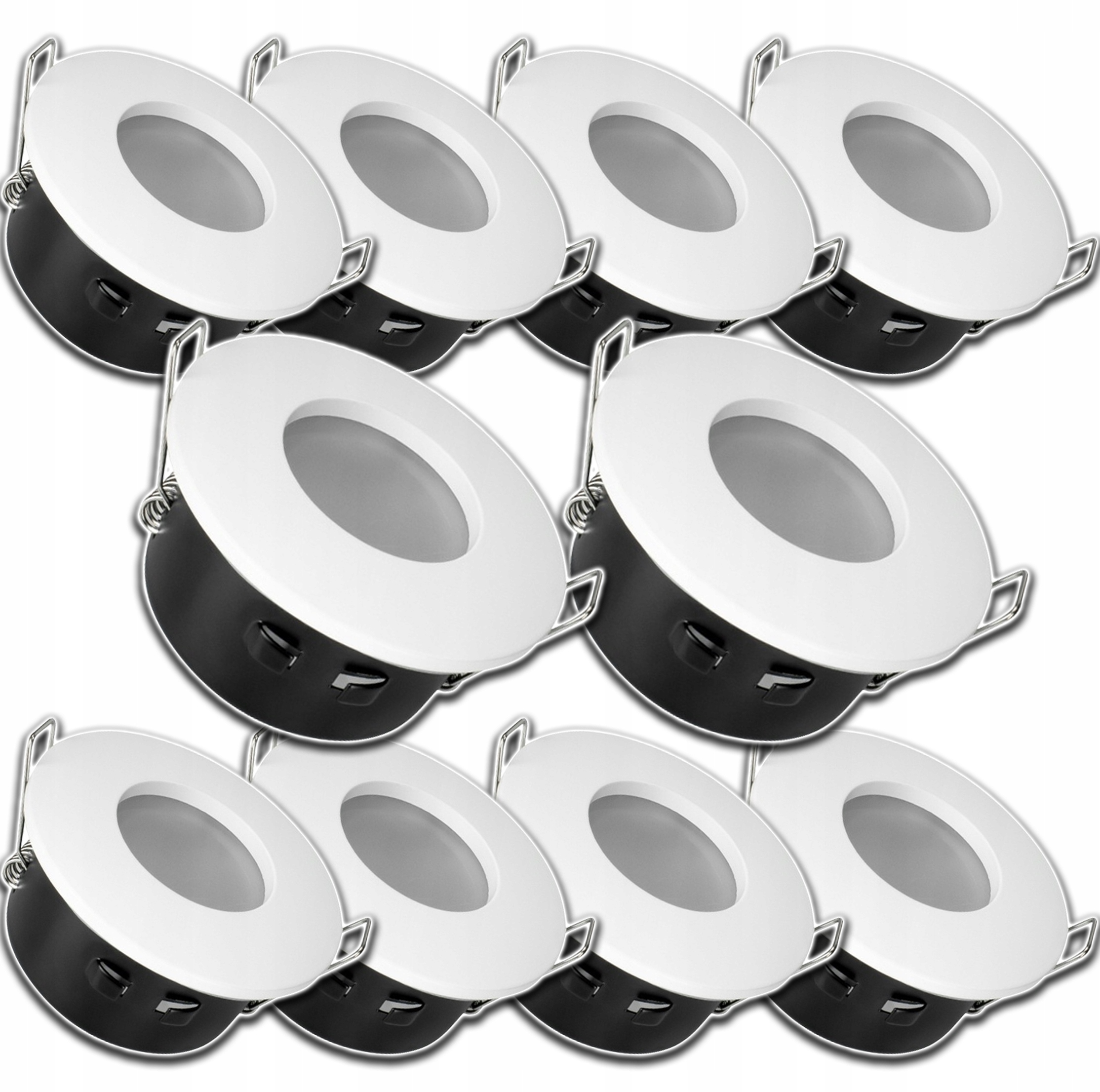 10 x Bílá Hermetická Kulatá Objímka Voděodolná Pro Podbití Strop Halogen