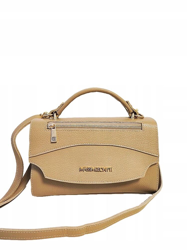 Massimo Contti kufřík kožený béžový s klopou na zip