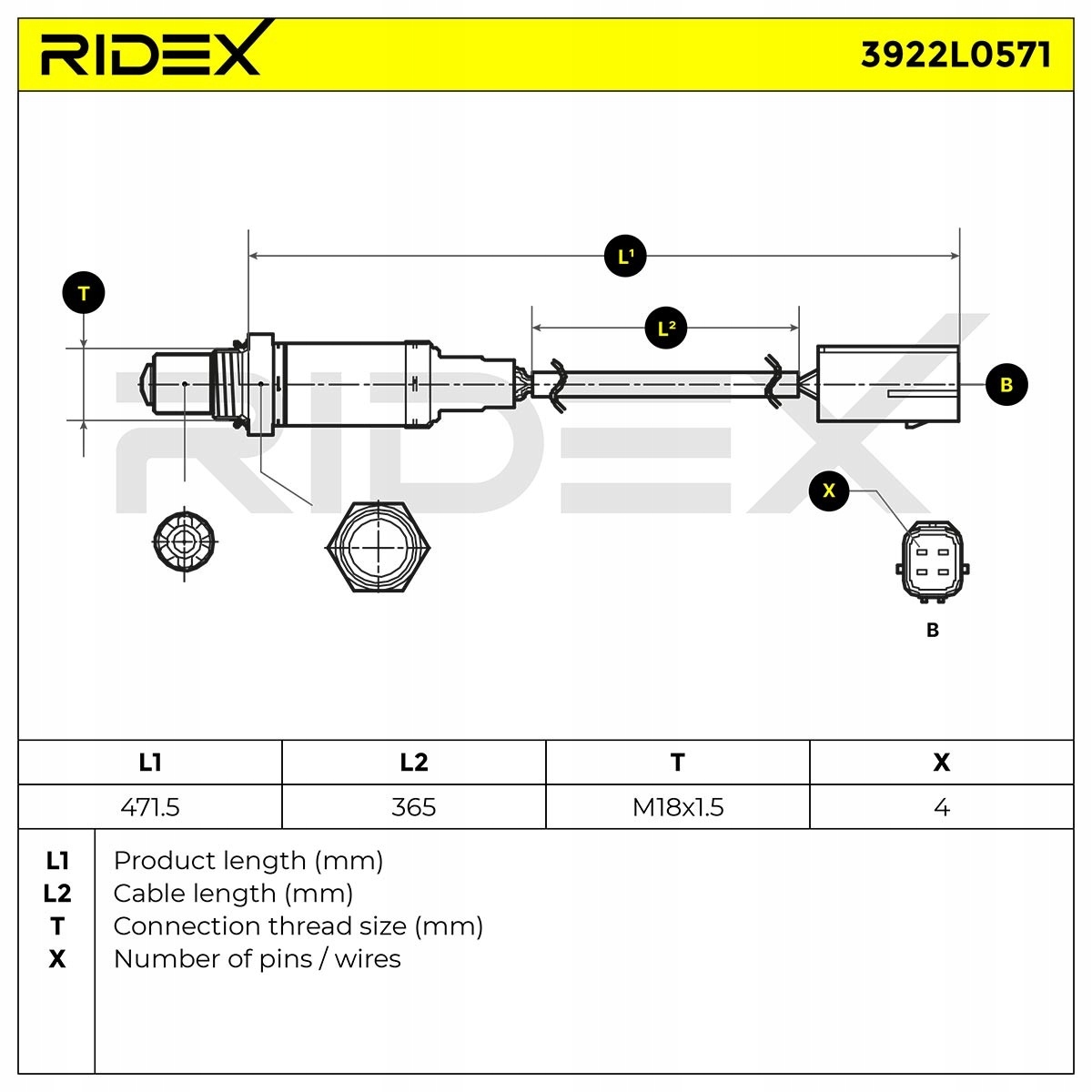 ridex 3922L0571 лямбда-зонд