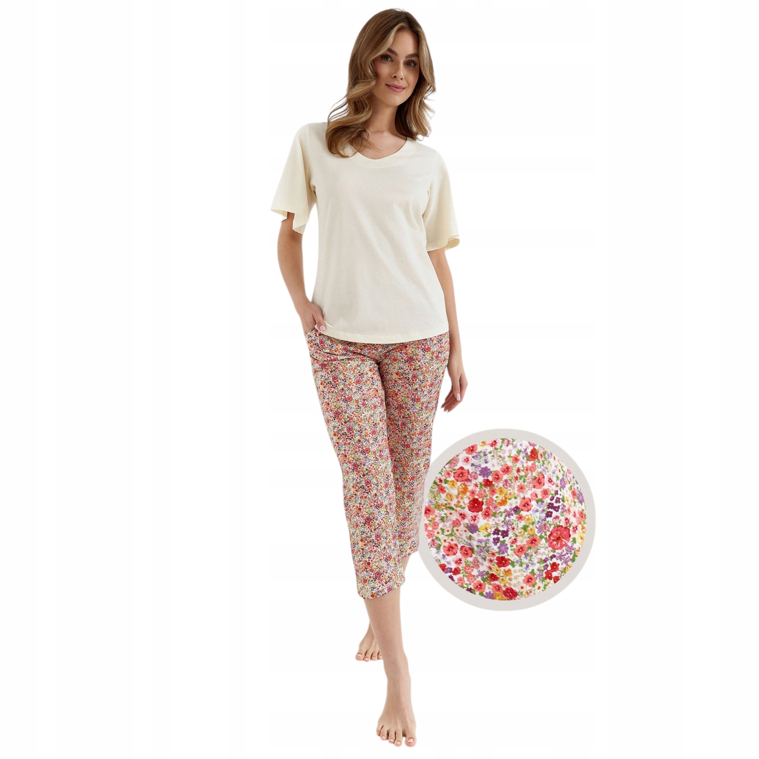 Dámské letní bavlněné pyžamo s krátkým rukávem, pohodlné, lehké, velikost 457 Cana M