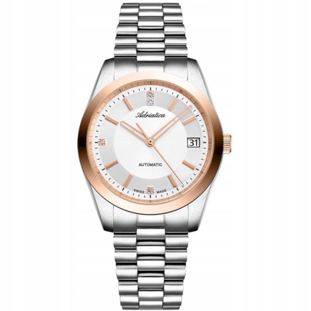 Dámské hodinky Adriatica A3802.R113AD stříbrné automatické Swiss Made diamanty