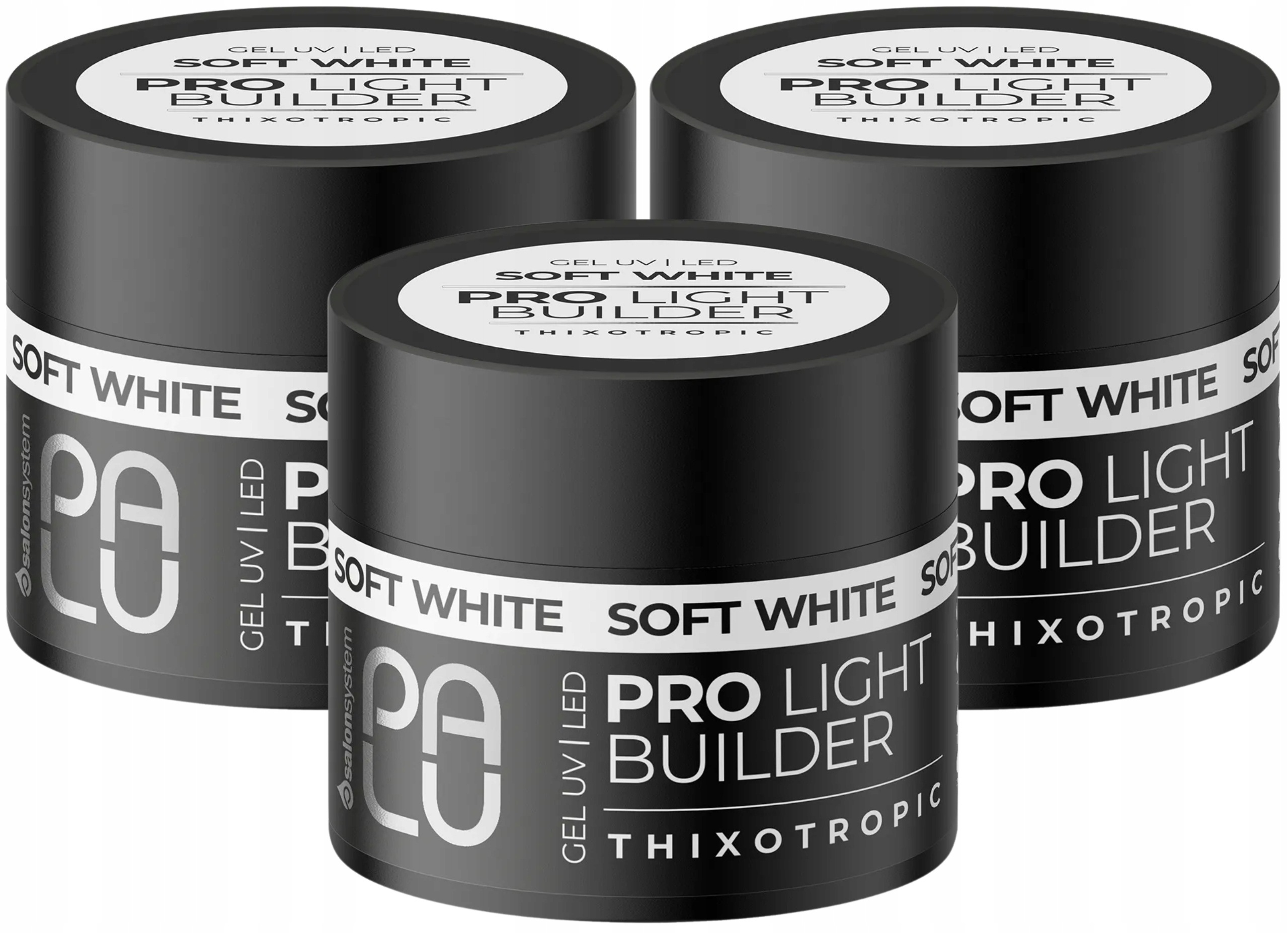3 x Palu Stavební Gel na mléčné nehty Biel Pro Light Builder Soft White