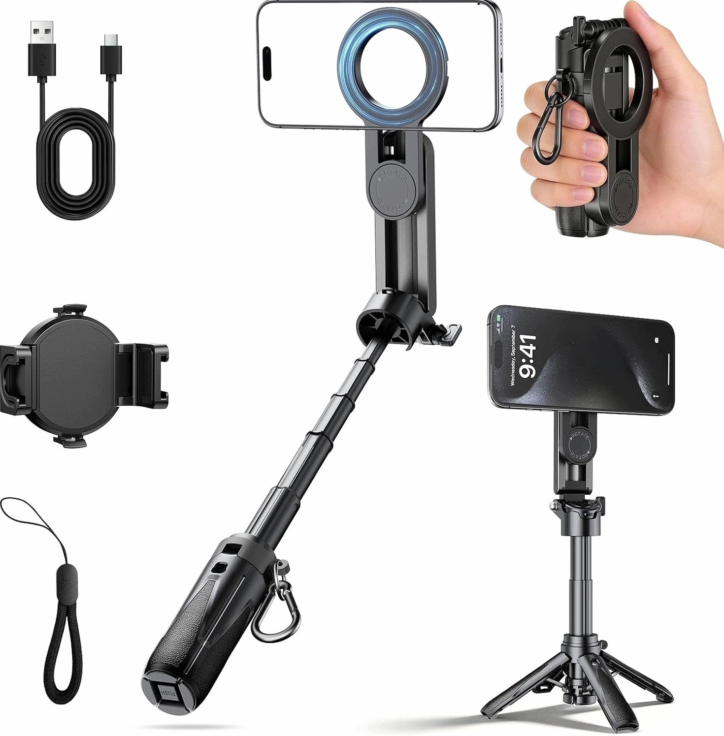 Kijek Selfie Mały Ze Światłem Ergonomiczny Stabilny