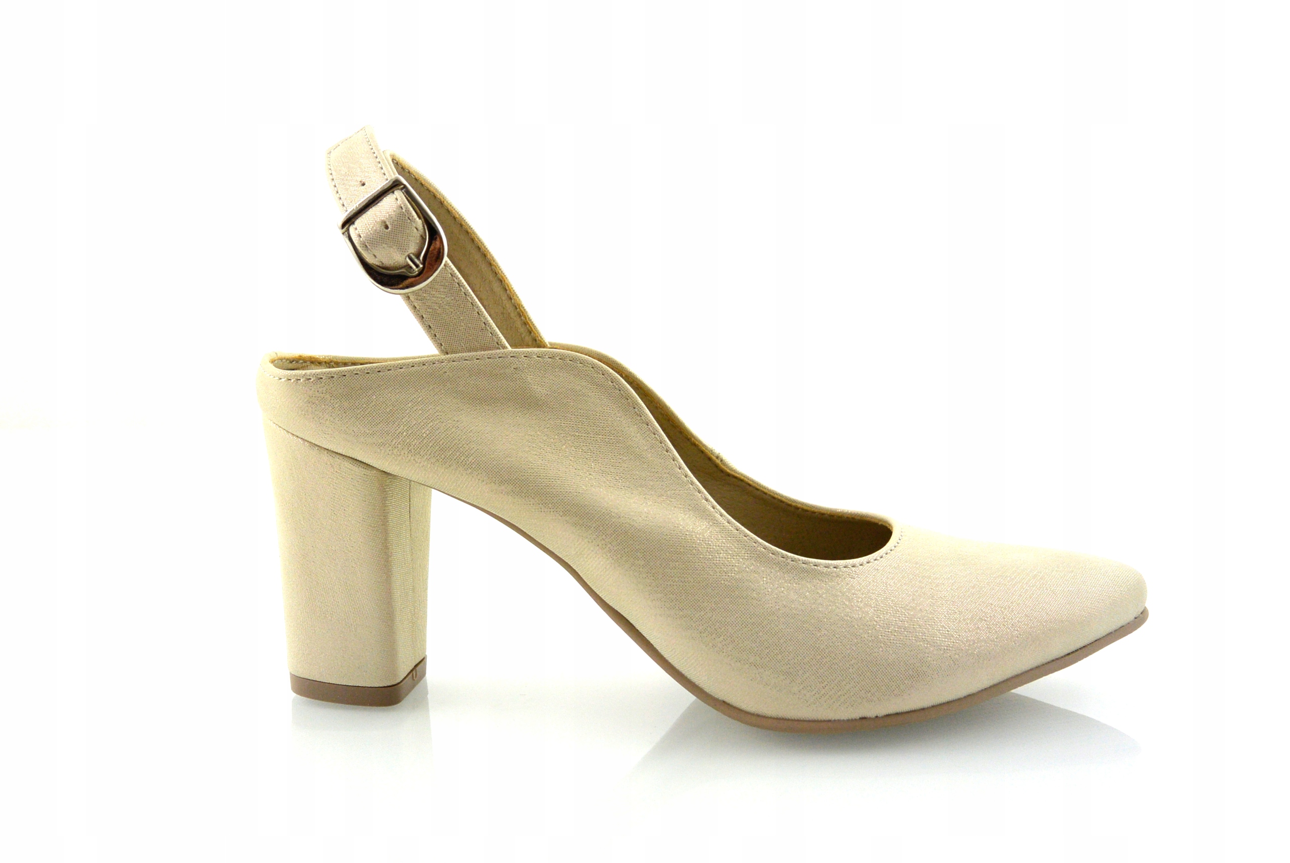 Zlaté Pohodlné Polské Dámské Lodičky Na Podpatku, velikost 36