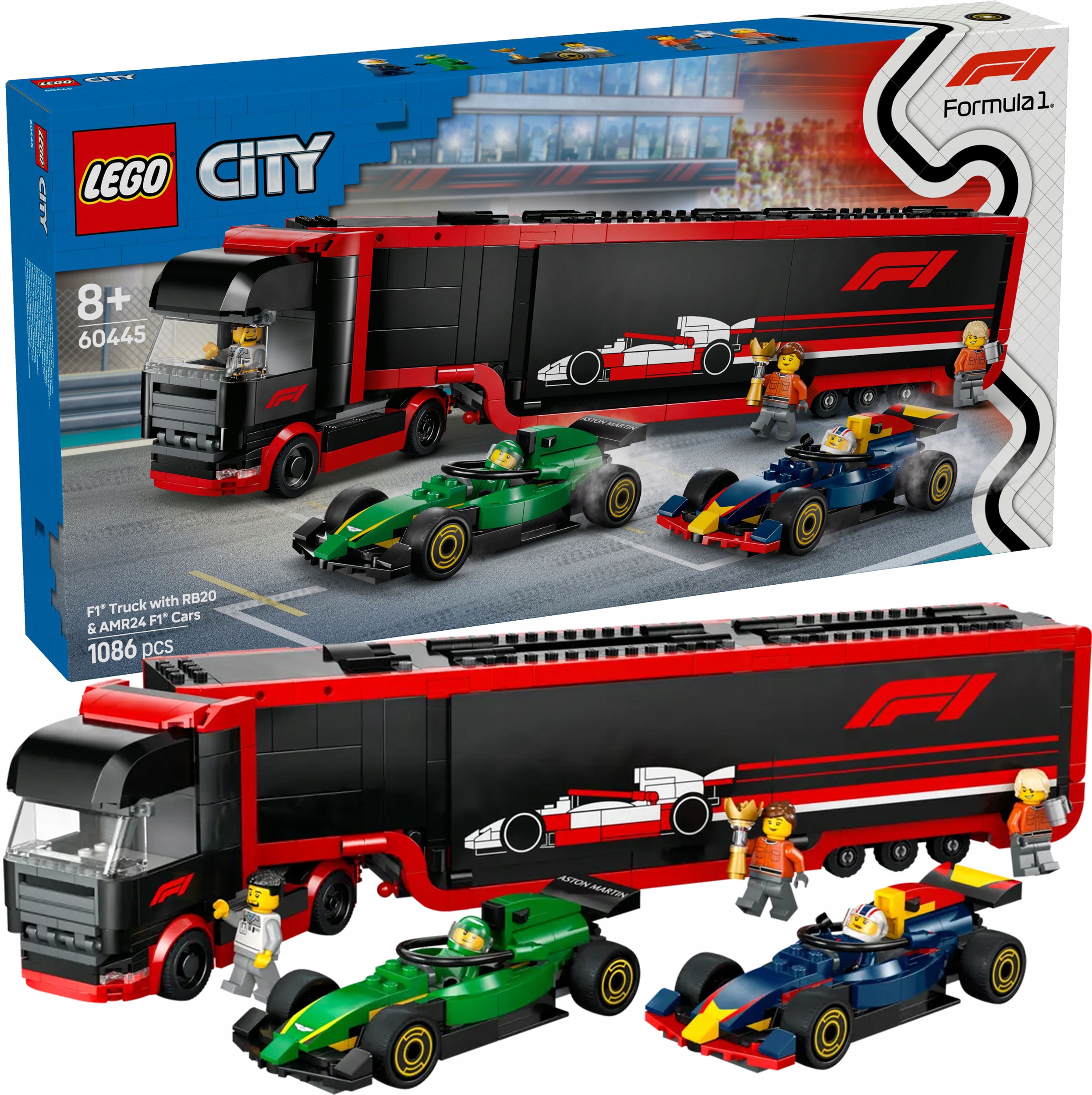 Lego City F1 Nákladní automobil S Formulemi RB20 A AMR24 F1 60445