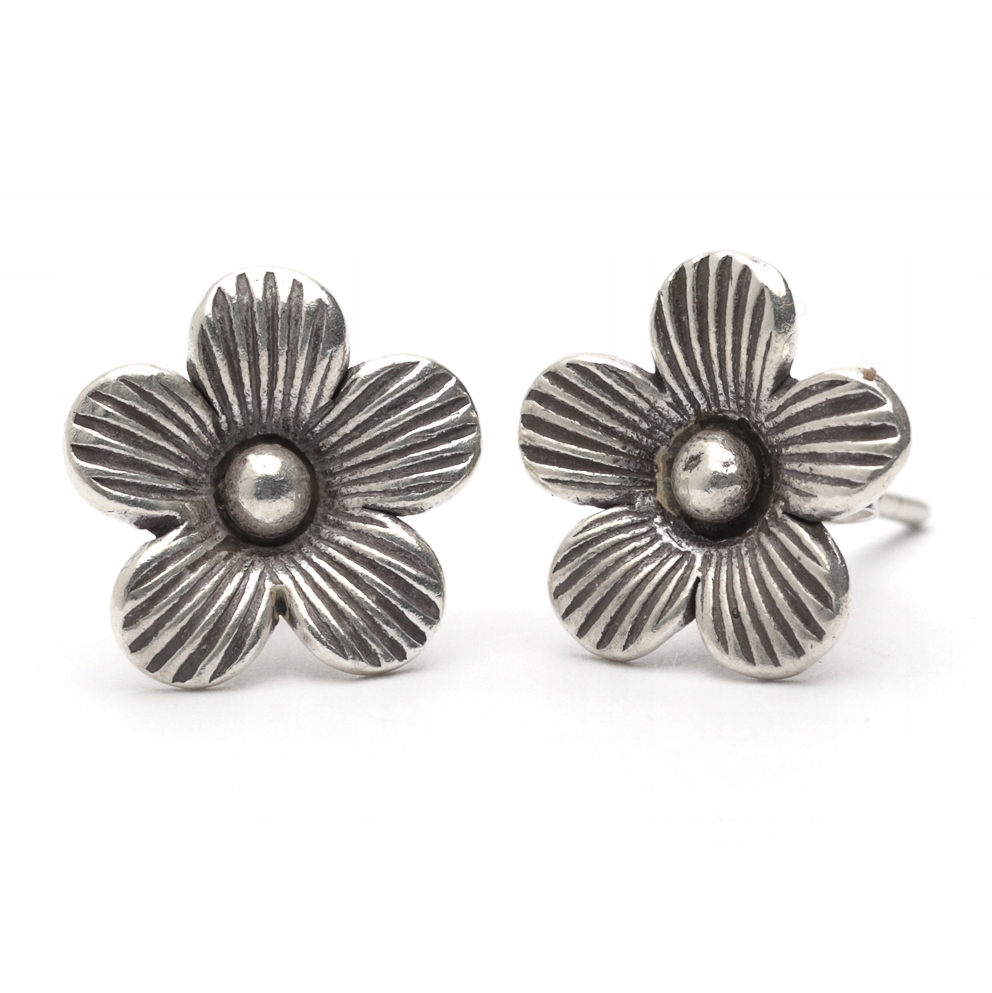 Kwiatki Kolczyki Ze Srebra Srebro 925 Wkrętki Kwiatek Etniczny Wzór