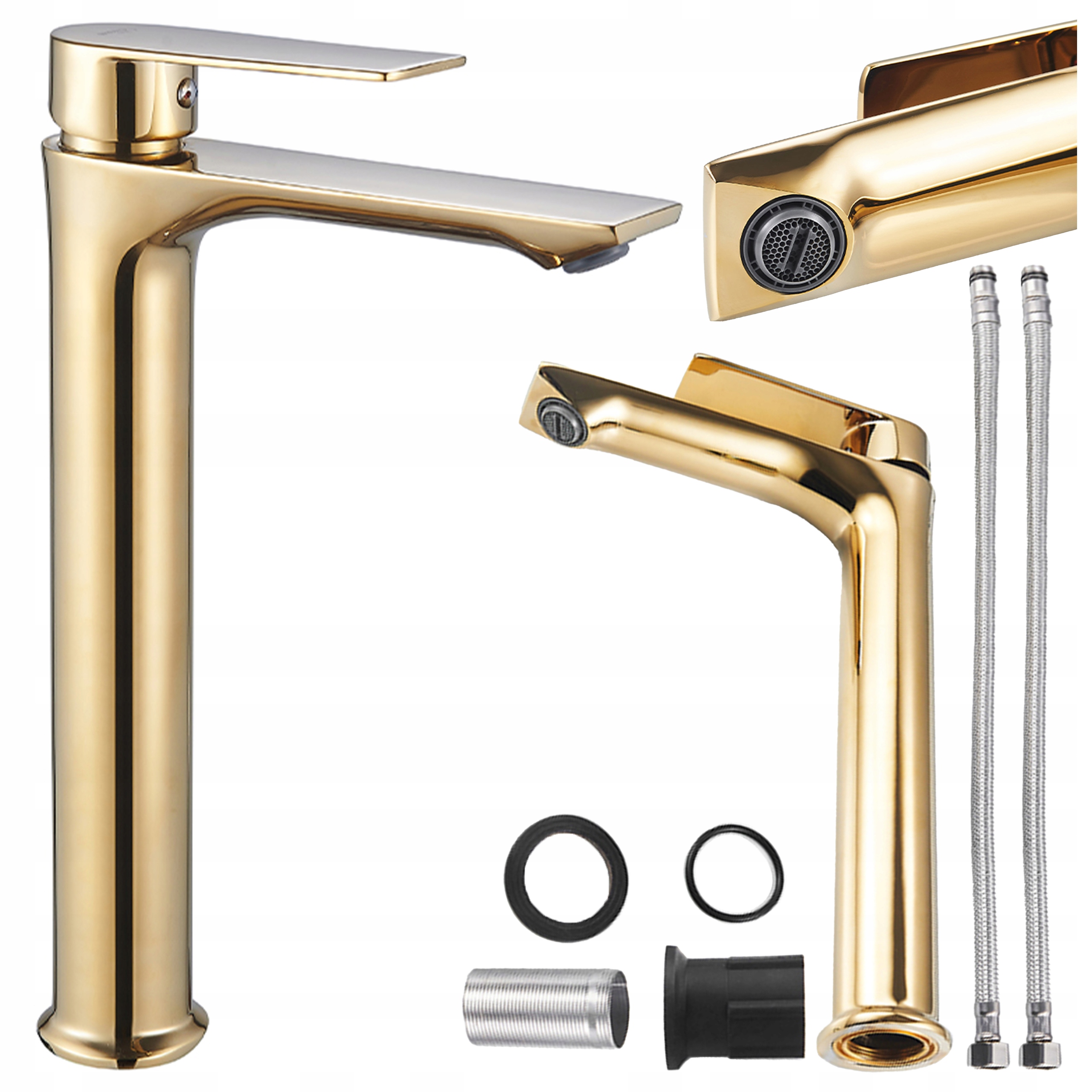 Koupelnová Umyvadlová Baterie Vysoká Stojící Na Desku Baterie Fargo-h Zlatá