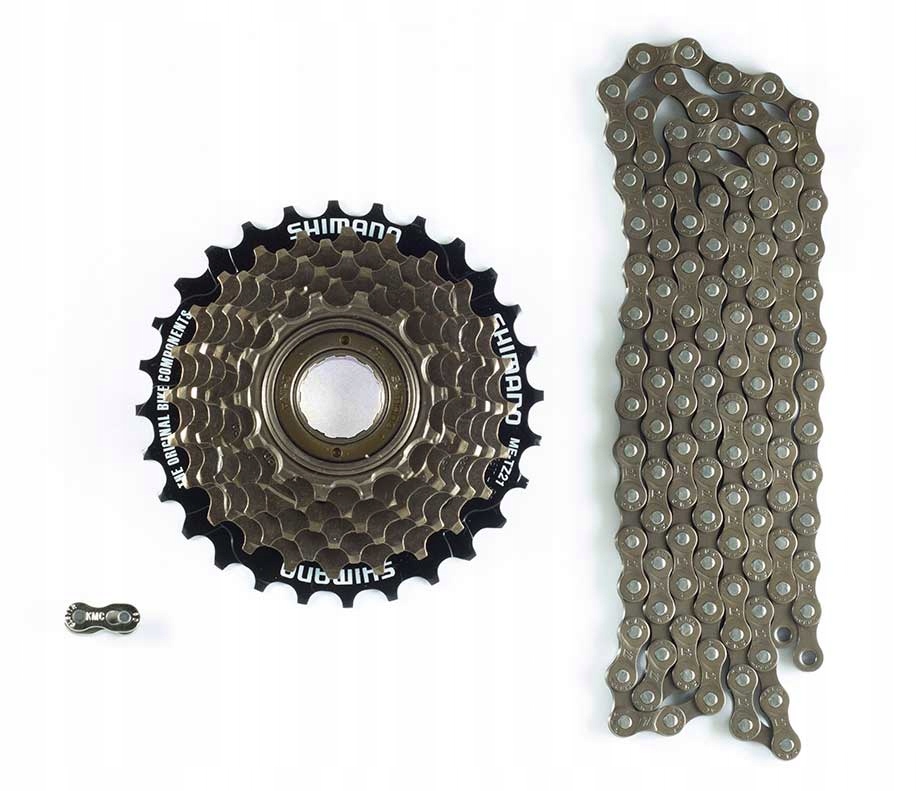 

Zestaw Wolnobieg Shimano 7 rzędów + łańcuch Kmc
