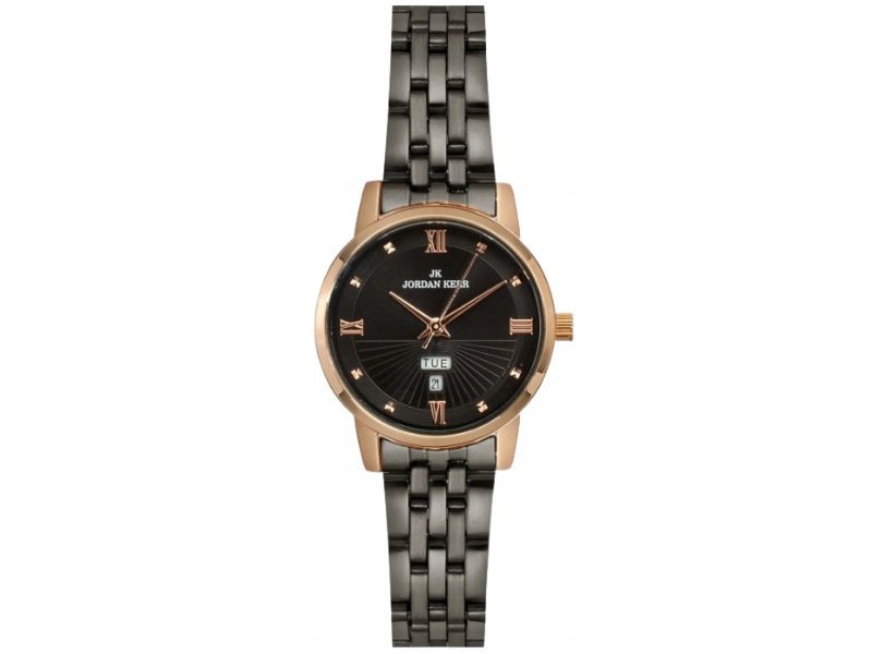 Černé dámské hodinky s elegantním náramkem a datumovkou, černý ciferník